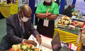 KIRDI Director-General Dr-Ing. Calvin Onyango and Board Member Ms. Jane Omari during Africa Public Service Day 2