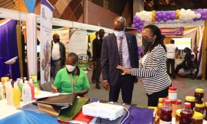 KIRDI Director-General Dr-Ing. Calvin Onyango and Board Member Ms. Jane Omari during Africa Public Service Day 2022